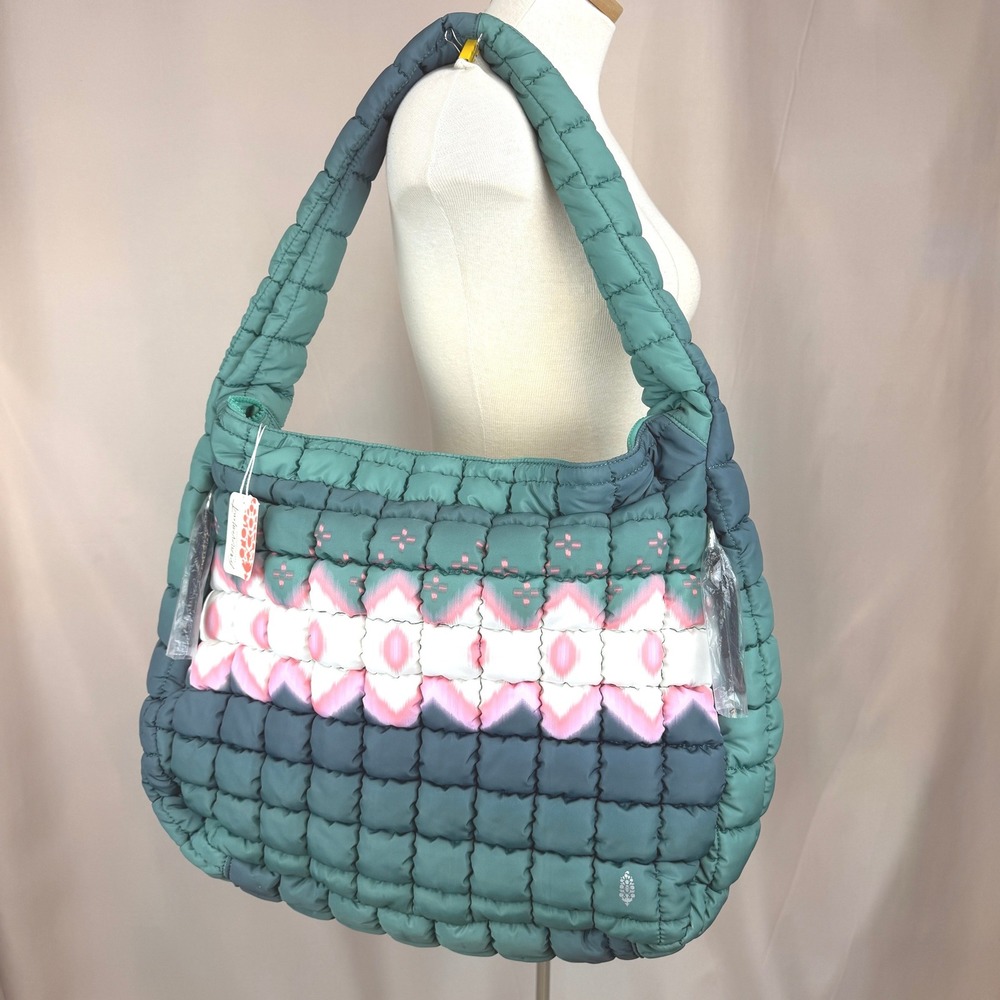 NWT FREE PEOPLE Quilted Puffer Bag Carry All Slouchy Aztec Boho School Oversized